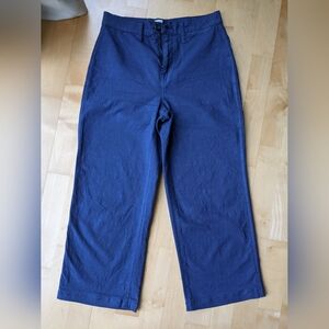 J. Crew cropped slim wide leg pants in navy blue